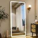 26x68 inch Full Length Mirror with Lights, LED Lighted Floor Standing, Hanging Mirror Full Length with Stand Free, Full Body Dressing Mirrors with Dimmable 3 Color LED (Round Corner)