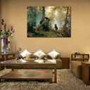 msspart Black Bears in Forest Painting Canvas Wall Art Decor, Ivan Shishkin Artwork Pictures Print for Living Room Bedroom Office Decoration 24"x36"