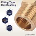 LTWFITTING Brass Pipe Hex Bushing Reducer Fittings 1/2 Inch Male x 3/8 Inch Female NPT(Pack of 25)