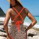 Popvil Women One Piece Swimsuit 2026 Tummy Control Sexy Cutout Neon Color Block Bathing Suit Slimming Adjustable Swimwear (Orange, S)