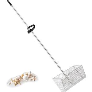 Sand Flea Rakes for BeachMetal Detachable Sand Sifter with 70in Handle,Portable Shark Tooth Sifter,Sturdy Beach Shovel for Shell,Flea,Suitable for Beach Camping,Parent-Child Activities
