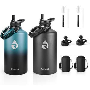 RAYMYLO One Gallon Water Bottle Insulated 128 oz 2 Pack, Stainless Steel