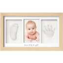 Baby Hand and Footprint Kit - Clay Handprint Keepsake Frame, Newborn Nursery Picture Frame, Personalized New Mom Gifts for Baby Shower & Registry (Ash Wood) (Duo Frame, 13" x 7.9")