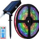 UT Solar LED Strip Lights Outdoor, 32.8ft 560 LEDs Solar Powered Color Changing LED Strip with 8 Lighting Modes IP67 Waterproof Decorative Rope Lights for Yard Trees Pool