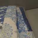 PERHOM 100% Cotton Queen Quilt Set, Farmhouse Reversible Paisley Floral, Lightweight Quilted Bedspreads, Summer Thin Comforter Bedding Set for Queen Bed, 3 Piece, All Season, Blue/White/Green