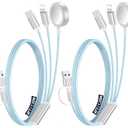 2 Pack Multi Charging Cable Cord for Travel Essentials,Apple Watch Charger,iPhone Charger,[3-in-2] Type C/L Cable Portable Designed for iWatch,iPhone 17-8,Galaxy S25-21,AirPods,iPad-4FT Blue