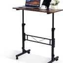 Standing Desk Adjustable Height, Mobile Stand Up Desks with Wheels Small Computer Desks Rolling Desk, Portable Laptop Desks Rustic Standing Table Sit Stand Home Office Desks 16"x31.5" Height 27"-43.5"
