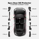 8PCS Door Sill Protector for 5-Seats Tesla Model Y Juniper 2025-2026 - Anti-Kick Carbon Fiber Pattern Entry Guard - Anti-Scuff Waterproof Door Cover - No Drill Installation ABS Hard Interior Kick Pad