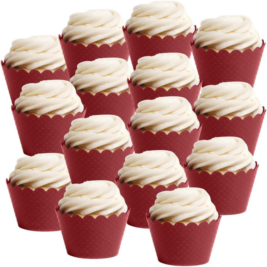 Dress My Cupcake Standard Red Cupcake Wrappers, Set of 50, Red Graduation Decorations Cupcake Wrapper, Red Cupcake Liners Scallop Birthday Red Cupcake Holders Dessert Party Supplies
