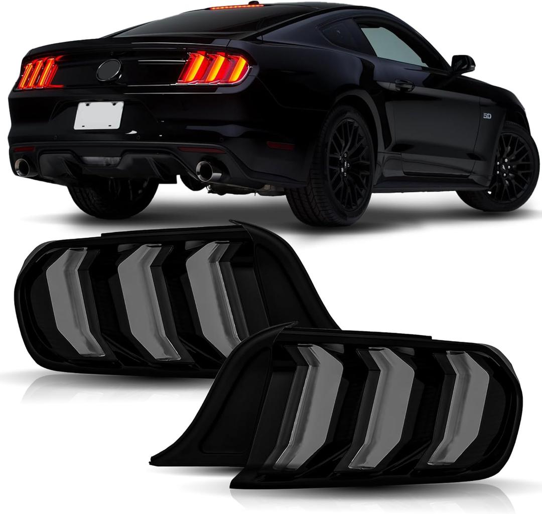 Smoke Lens LED Tail Lights Assembly Compatible with 2015-2023 Ford Mustang Taillights Rear Brake Lamp w/Sequential Signal Light