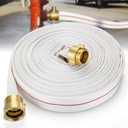 1-1/2" ID Fire Hose, 100Ft Single Jacket TPU Lay Flat Hoses with Brass NST/NH Couplings, 250 PSI Working/750 PSI Burst, All-Weather Firefighter Hose for Fire Cabinets