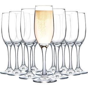 UMEIED Champagne Glasses, Set of 12 Champagne Flutes with Classic Shape, Long stem Sparkling Wine glasses for Wedding, Restaurant, Bar, Wine Toasting, Clear