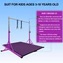 Gymnastics Bar for Kids Girls Ages 3-15 with Ring for Home Indoor Training Equipment- Steady Steel Construction, Anti-Slip, Easy to Assemble, 3' to 5' Adjustable Height