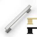 Rergy 10 Pack Brushed Satin Nickel Cabinet Handles, 5 Inch Hole Center Pulls, Kitchen Drawer Pulls and Knobs, Square Hardware for Bathroom Dresser