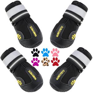 QUMY Dog Shoes for Dogs, Dog Boots & Paw Protectors for Winter Snowy Day, Summer Hot Pavement, Water-Resistant in Rainy Weather, Outdoor Walking, Indoor Hardfloors Skid-Resistant Sole, Size 5