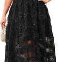 Women's Cocktail Formal Guest Dresse 3D Lace Sweetheart Neckline A Line Maxi Dresses, Large 