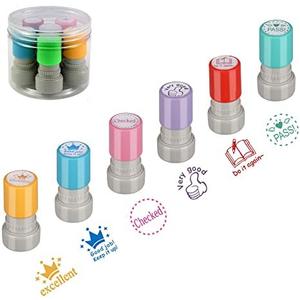 Teacher Stamps, 8 Self-Ink Flash Stamp Set, Multicolor Teacher Stamps Set for Grading Classroom,Teacher Supplies for Homework-Colers