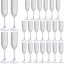 LEYIQU 24PCS Transparent Plastic Champagne Flutes Diamond Crystal Glasses Vintage Goblet Unbreakable Wedding Toasting Cups Wine Drinking Glasses for Bridal Shower