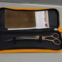 Fenice Peak Professional Curved Dog Grooming Scissors 8'' Rose Gold 440C Stainless Steel Pet Cutting Shears Safety Trimming Shearing for Dogs Cats