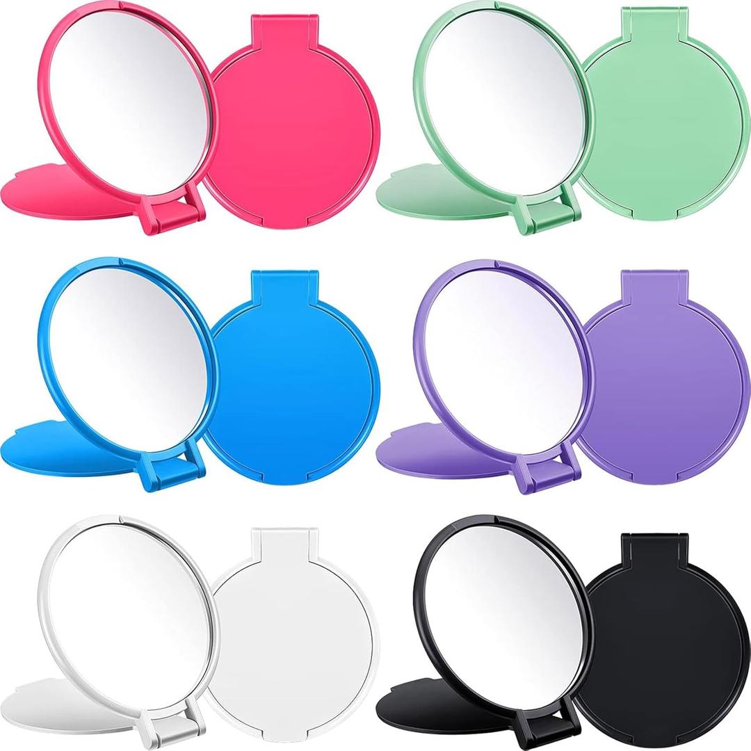 Jetec 18 Pieces Compact Mirrors Bulk Gifts Mini Vintage Pocket Mirrors for Purse Small Portable Folding Round Makeup Stuffs for Travel Daily Use Party Favors Women (Classic Colors)