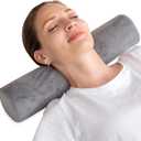 Neck Roll Pillow, Memory Foam Neck Roll Pillow for Sleeping, Small Cervical Round Cylinder Bolster Pillow for Support and Pain Relief, 17.7x4 Inches (Light Grey)
