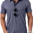 Angbater Men's Button Polo Shirts Short Sleeve Casual Summer T-Shirt Slim Fit Contrast Color Golf Shirt (XXL)