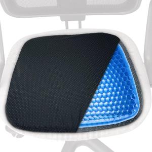 Gel Seat Cushion for Long Sitting - Portable Gel Cushion with Ergonomic Honeycomb Design - Large Size 16" x 13" x 1.75" Gel Seat Cushions for Pressure Relief Sores With Removable Cover Washable