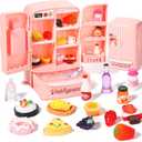 Civaner 17 Pieces Dollhouse Refrigerator Mini Fridge Toy with Christmas Mini Food Set Dollhouse Kitchen Furniture Food Toy Miniatures Kitchen Decoration Bottle Fruit Dessert for People (Lovely Style)
