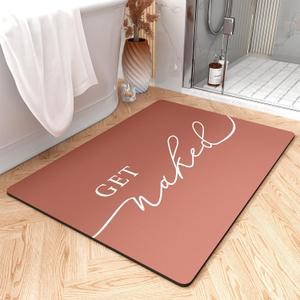 tchdio Bath Mat-Super Absorbent Quick Dry Bath Mats for Bathroom Floor Non Slip-Bathroom Mats with Rubber Backing-Ultra Thin Bathroom Rugs Fit Under Door, 21" x 34", Terracotta