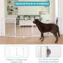No Pawblems Free Standing Dog Gate with Door, 30'' Tall Foldable Dog Fence for Indoor & Outdoor, Up to 78 Inch Extra Wide Puppy Gate for Stairs, Hallways, Doorways, Deck, Yard (White, 3 Panels)