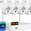 Hiseeu 5MP Wireless PTZ Security Camera System, Indoor Outdoor IP66 Waterproof WiFi Camera, 4K 10CH NVR, 2-Way Audio, Motion Detection Alarm, 24/7 Surveillance, 1TB Hard Drive (Plug-in Power Supply)