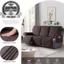 TAOCOCO 100% Waterproof Recliner Sofa Cover Non Slip Couch Cover for 3 Seat Reclining Sofa, Split Reclining Couch Covers 3-Piece with Straps, Washable Sofa Slipcover for Kids Pets(3 Seater, Chocolate)
