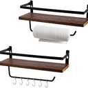PHUNAYA Floating Shelves,Wall Mounted Shelf for Kitchen,Living Room,Bedroom,Bathroom Storage,Rustic Wood,Set of 2(Brown)