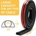 12ft Cord Cover Floor for Extension Cords, Self-Adhesive Floor Cable Cover to Protect Cables & Prevent Tripping, PVC Cord Hider Protector, Internal Wire Management Channel Diameter: 0.39", Black (W1'' x L12')