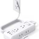 Flat Plug Power Strip, HANYCONY Ultra Thin Extension Cord, 6 Outlets 3 USB Ports(2 USB C), 5ft Multiple Outlet Extender with Wall Mount No Surge Protector for Dorm Room, Cruise, Travel Essentials (White)