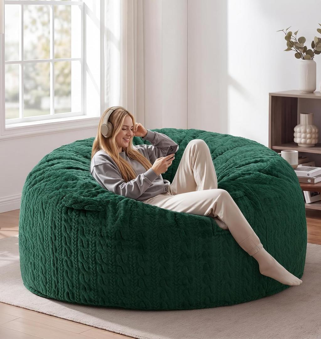 Adults Bean Bag Chair 5FT Giant BeanBag Chair Large Oversized Memory Foam, XX-Large