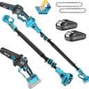 SEESII 2-in-1 Electric Pole Saws for Tree Trimming, 6 Inch Mini Chainsaw Cordless with Extension Pole, Battery Powered Pole Chain Saw, Tree Trimmer Limb Branch Cutter Pruner with 2 Battery P6 Plus