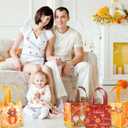 Fall Non-Woven Tote Bags Waterproof Pumpkin Turkey Gnome Party Bags with Handles Reusable Gift Bag Grocery Goodie Shopping Bag Treat Favor Bag for Autumn Thanksgiving Party Supplies, 16 Pack