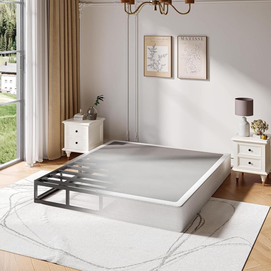 Full Box Spring 5 Inch, 3500 lbs Capacity, Metal Bed Base Size, Low Profile Mattress Foundation with Fabric Cover, Easy Assembly, Heavy Duty