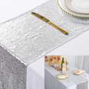 ShinyBeauty Sequin Table Runner 11x106 Inch Pack of 2 Sparkly Silver Table Cover Glitter Table Linen for Wedding Holiday Party Supplies 