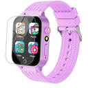 Smart Watch for Kids Girl Gift Ages 3-12, 2 Screen Protector, 26 Puzzle Games, HD Camera Video Music Player Touchscreen Pedometer, Educationtal Toy Brithday Gifts for Girl Ages 4 5 6 7 8 9 10(Purple)
