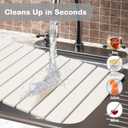 Large Stone Dish Drying Mat for Kitchen Counter, 24"(L)16"(W), Collapsible Quick Drying Mat, Absorbent Eco-Friendly Diatomaceous Earth Mats for Dishes Bottles, Match Any Countertop - White