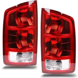 Nakuuly Tail Lights Assembly Compatible With 2002-2006 Dodge Ram 1500 2500 3500 Pickup Halogen Type NON-LED Model Driver and Passenger Side Taillights Brake Signal Rear Lamp with Bulbs and Harness
