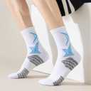 YQHMT Basketball Socks Outdoor Athletic Crew Socks Thick Compression Sports Socks for Men & Women 4 Pack (6-12)