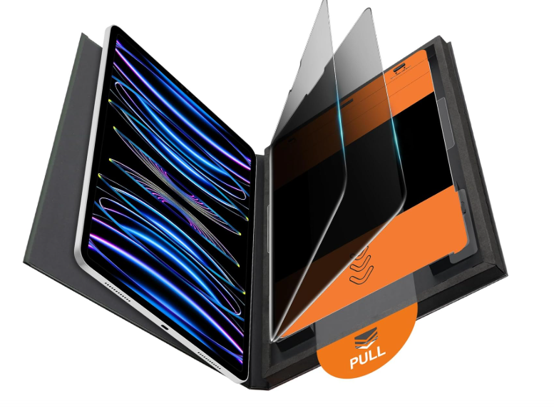 OMOTON 2 Pack Privacy Screen Protector for iPad Pro 11 Inch 2022/2021/2020/2018 iPad Air 5th 4th Generation Air 5/4 10.9 Inch 2022/2020, AntiSpy Tempered Glass with Installation Tray, Case Friendly