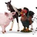 Schleich Farm World - 7 PC Farm Animal Playset with Dog, Cat, Pig, Goat, Rooster, Baby Horse and Cow Toys - Realistic Barnyard Figurines - Fun Educational Figures For Kids and Toddlers Ages 3+ | 77533