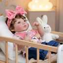20-Inch Reborn Baby Doll, Cute Realistic Newborn Baby Doll with Hand-Rooted Hair, Poseable Full-Body Vinyl Baby Dolls for 3+ Ages, Room Decor, Birthday Gifts, Collectible (Pink), 20 inches x 9.5 inches x 7.6 inches