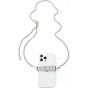 Portable Crossbody Phone Lanyard - Adjustable Metal Chain Case (Cell Phone Clips and Chainssilver White Colorx03)