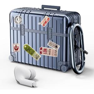 KOREDA Compatible with AirPods Pro 2nd/1st Generation Case, Cute Funny Suitcase Design Case for Airpods Pro 2nd/1st Gen, Fashion Protective Hard Case for Women Men (Blue)