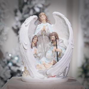 Braxio Christmas Decorations Indoor Nativity Angel Sets - Holy Family Tabletop Scenes Indoor Nativity Angel for Women Home Decor 10x6.5x12.4Inch